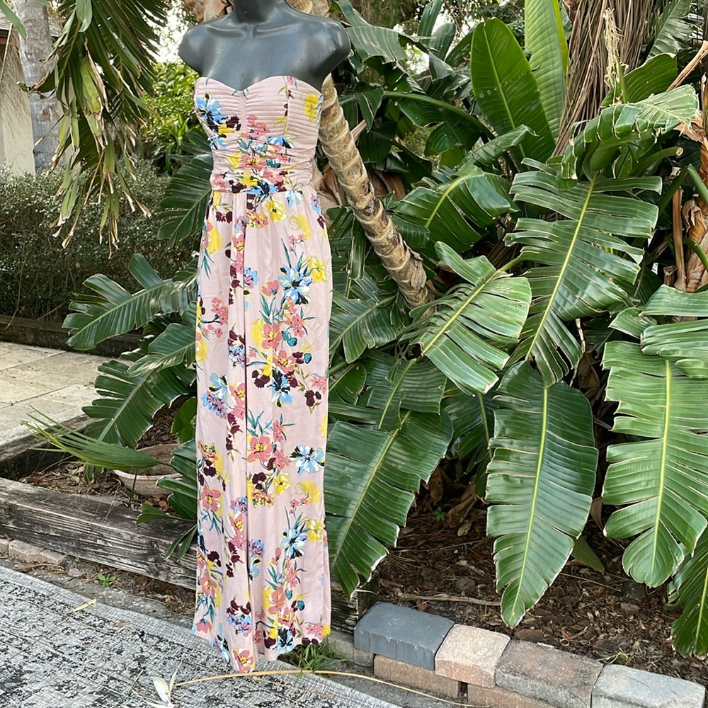 Band of Gypsys strapless floral jumpsuit